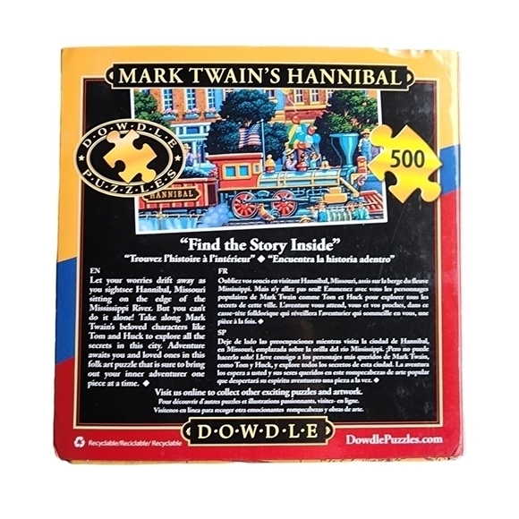Mark Twain's Hannibal DOWDLE Folk Art 500 pc 16 x 20 Puzzle - Picture 2 of 8